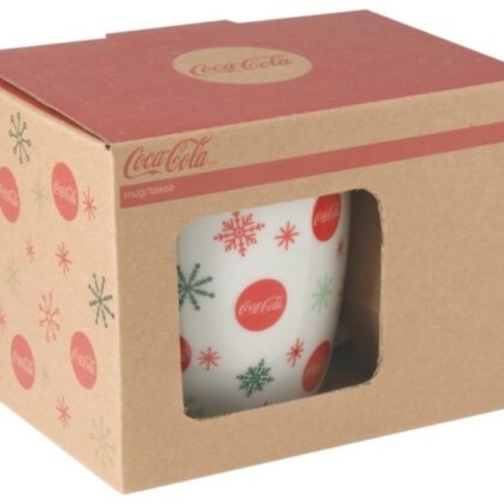 Coca Cola Coffee Mug NIB Coke Stars Snowflakes